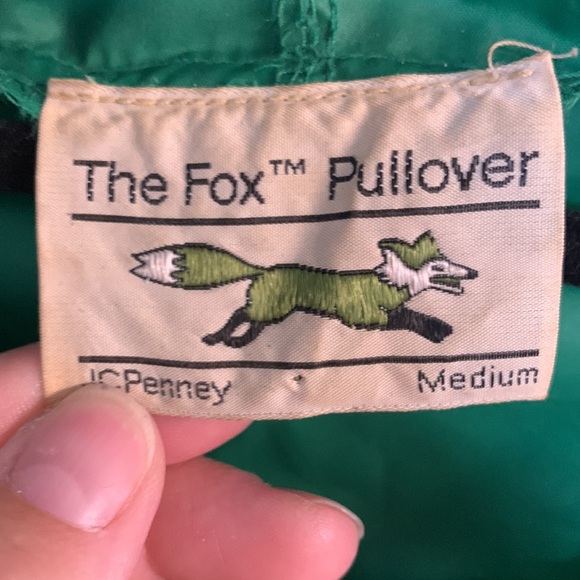 Vintage The Fox JCPenney Green Half-Zip Windbreaker Hoodie Size M - Picture 3 of 5